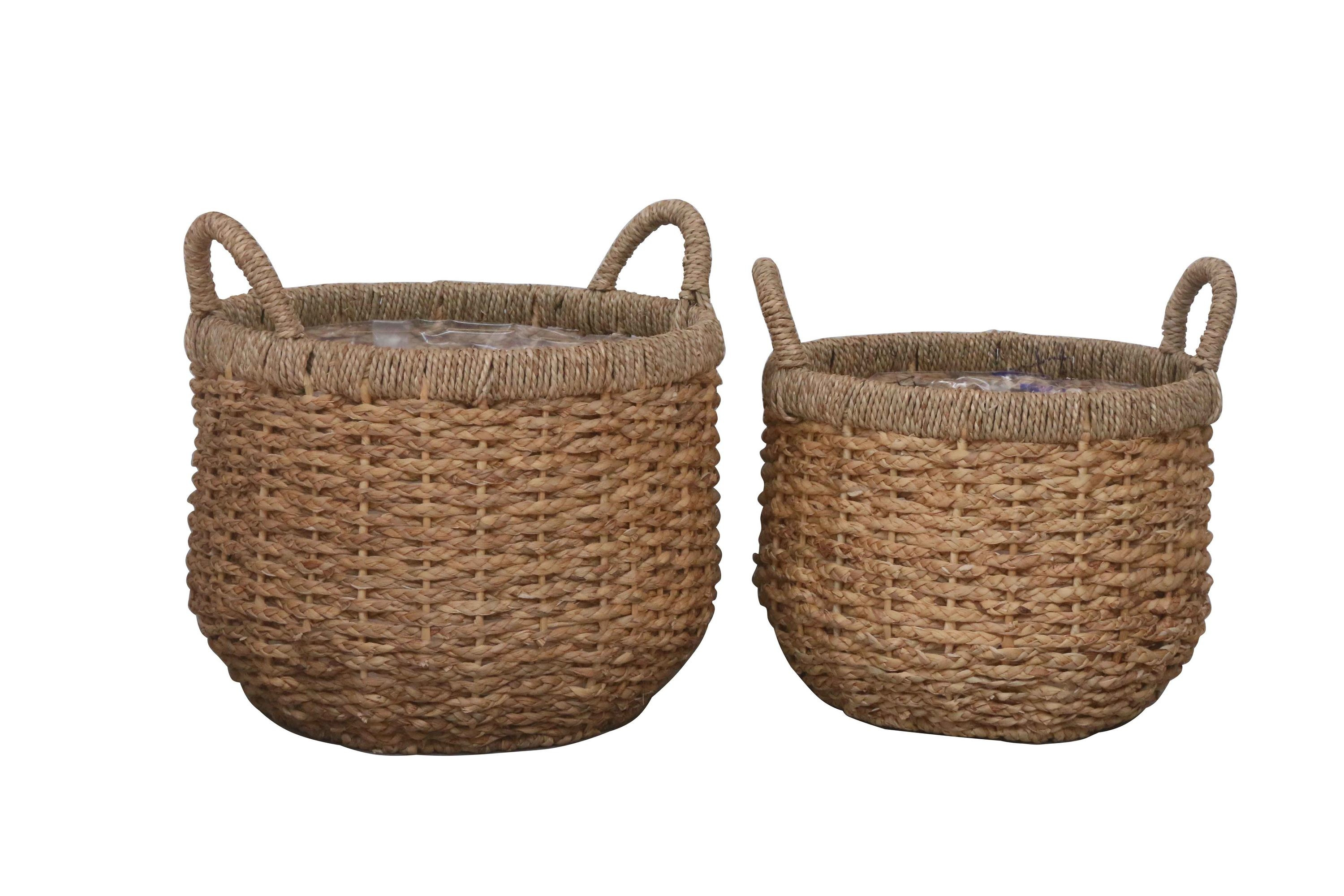 allen + roth 2 -Pack Round 15.75-in W x 15.75-in L x 11.81-in H Natural Wicker Indoor Planter Large in Brown | RWB2020-S2 | Lowe's