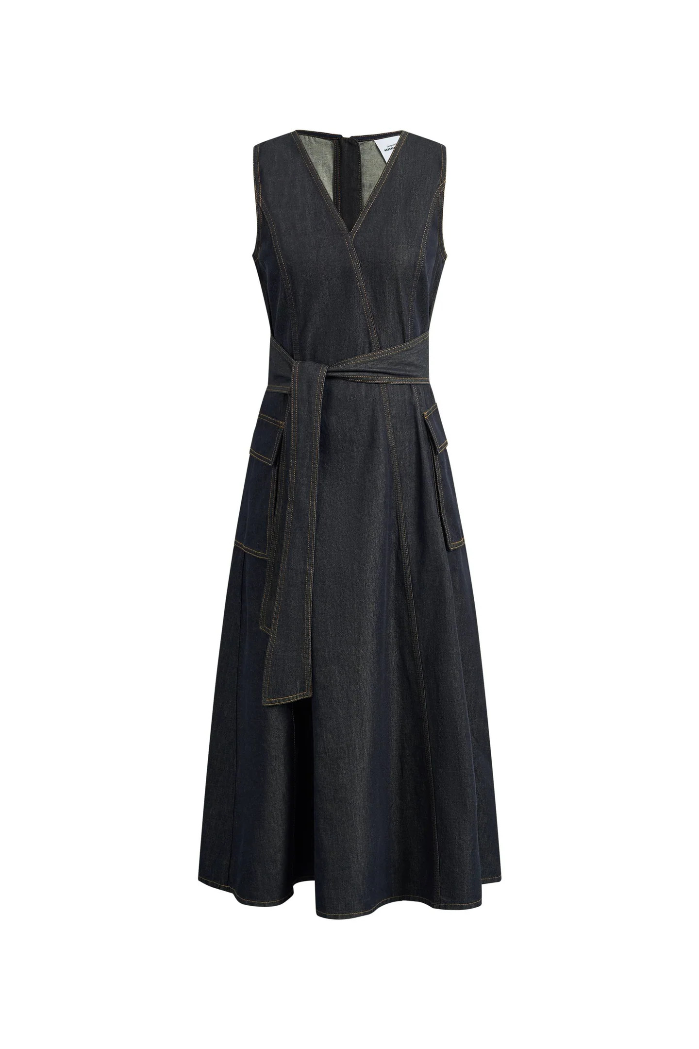 Sadie Lightweight Washed Sleeveless A line Dress in Cotton Denim | Fabrique
