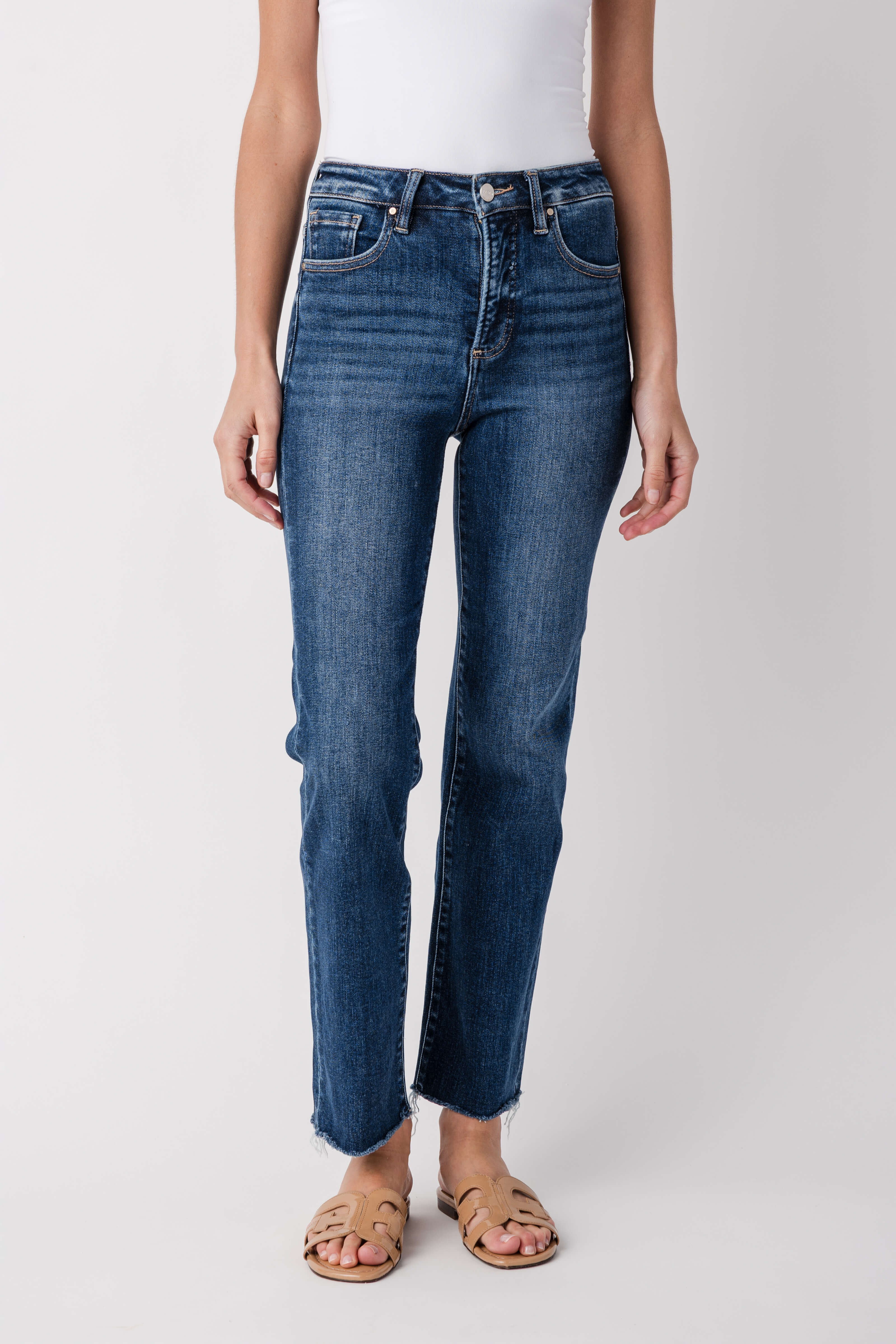 Risen Riley High Rise Crop Straight Jeans | Social Threads