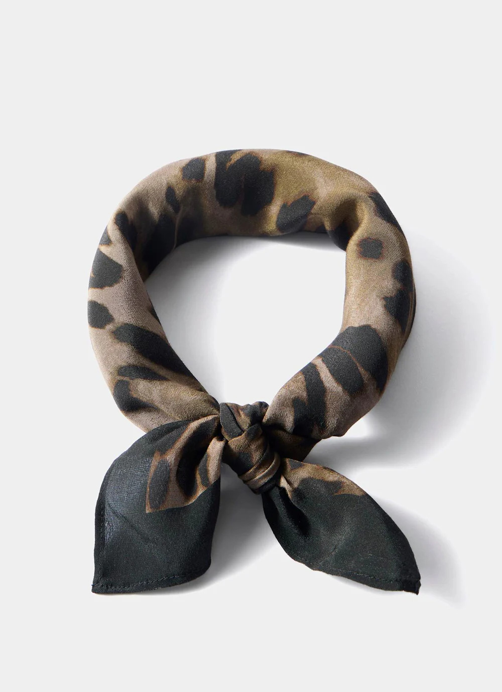 Black Leopard Print Cotton Square Neck Scarf | Mint Velvet