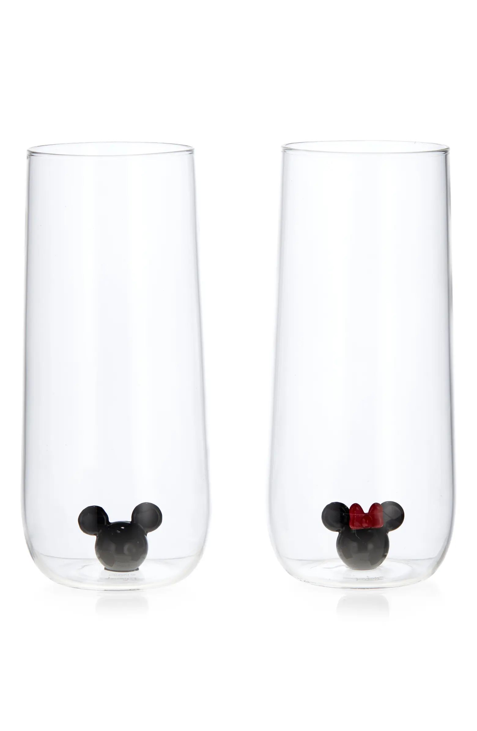 x Disney Mickey & Minnie 3D Icon Set of 2 Drink Glasses | Nordstrom