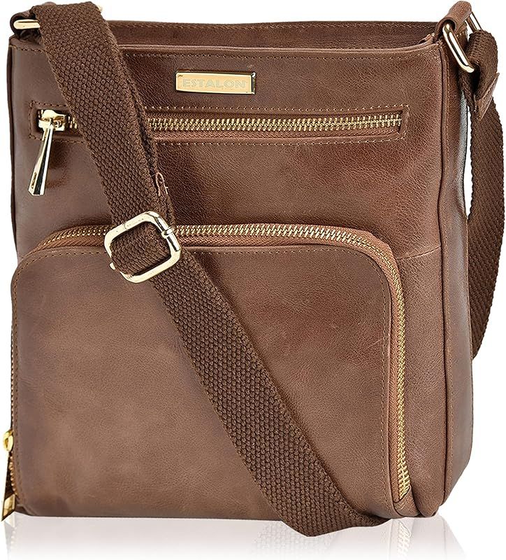 Crossbody Bags for Women - Real Leather Small Vintage Adjustable Shoulder Bag | Amazon (US)