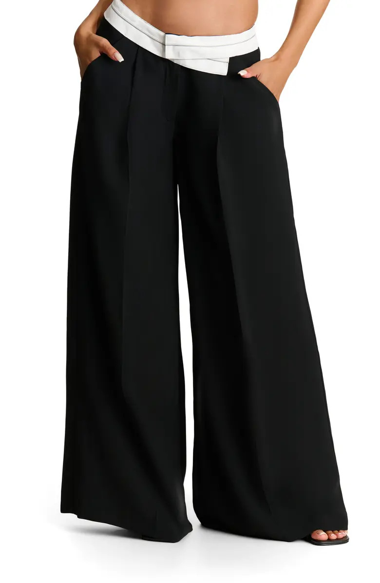 Foldover Waist Wide Leg Trousers | Nordstrom