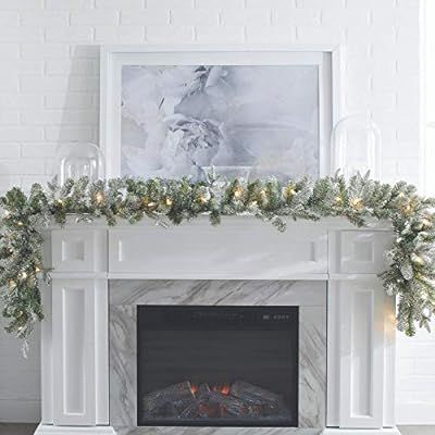 NOMA Pre-lit 9-Ft LED Frosted Fir Christmas Garland with Battery Operated Lights | 35 Warm White ... | Amazon (US)