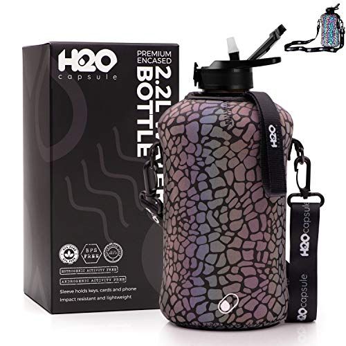 H2O Capsule 2.2L Half Gallon Water Bottle with Storage Sleeve and Covered Straw Lid – BPA Free Large | Amazon (US)