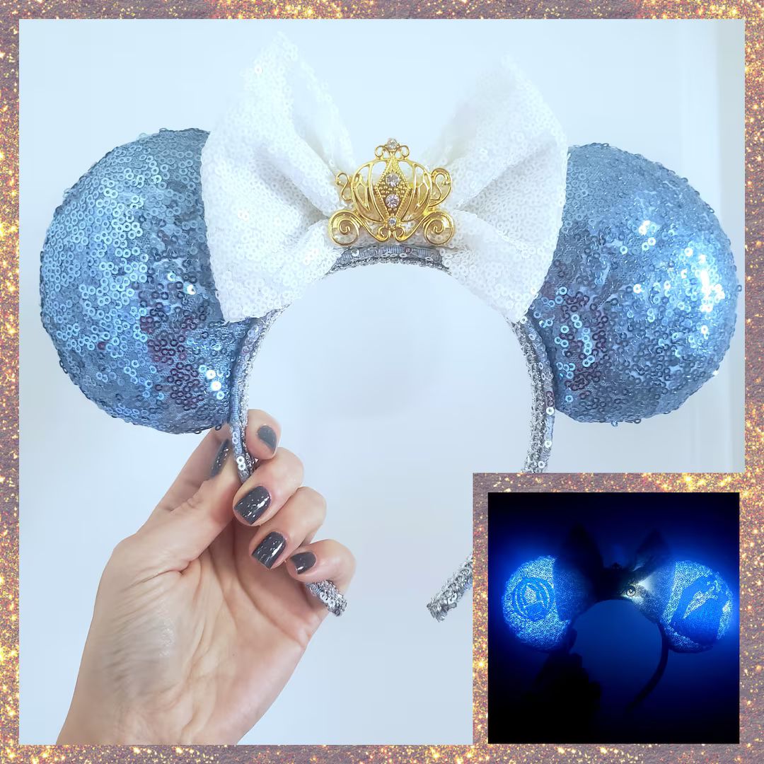 Cinderella Minnie Mouse Ears Headband, Princess Ears, Nighttime Surprise Ear, Ready to Ship, Twin... | Etsy (US)