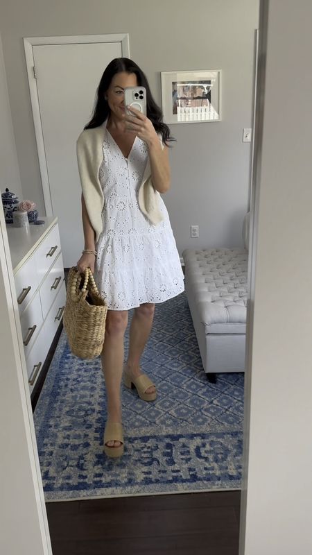 $25 eyelet dress🤍 Restocked in all colors (white, navy, coral) and sizes XS-XXXL! This is a great summer dress to have in your closet it. Throw it on for casual date nights, dinners with friends, or even wear it as a graduation party outfit. Pairs with sneakers, sandals, or heels. Plus, it has pockets 👏

Sizing:
Fits TTS. I typically wear an XS in loose fitting dresses, which is what I’m wearing here. 

Casual dress, summer dress, spring dress, summer outfit, affordable style, Walmart find, Walmart fashion 

#LTKfindsunder50 #LTKVideo #LTKSeasonal