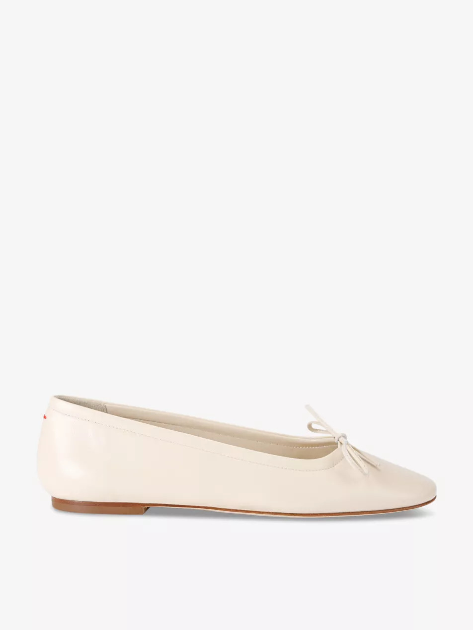 Delfina bow-embellished leather ballet flats | Selfridges