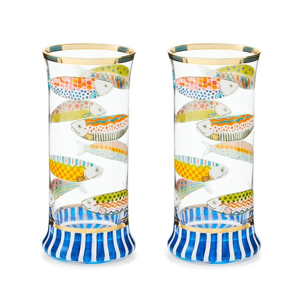 MacKenzie-Childs Go Fish Highball Glass | MacKenzie-Childs