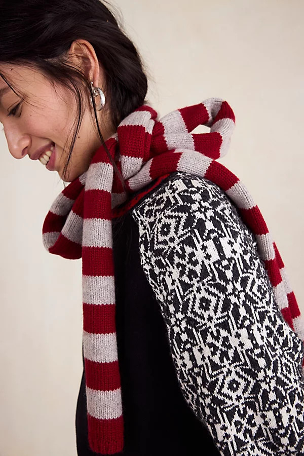 Damson Madder Striped Skinny Scarf | Free People (Global - UK&FR Excluded)