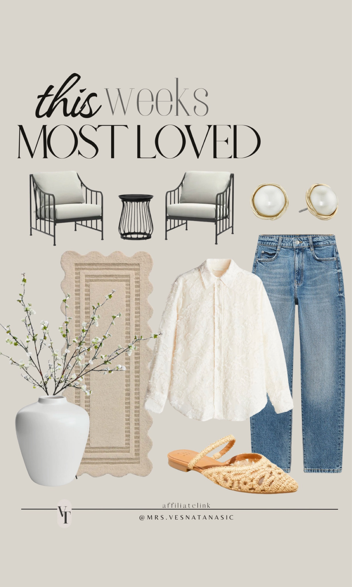 This week’s most loved so far in home & fashion! Loving these $5 blossom stems and my viral Walmart chat set is back in stock! It always sells out! @walmart @zara @hm @target #targetstyle @amazon @jossandmain @wayfair #jossandmain #wayfair #vase #rug #2025hometrends #outfit 

#LTKSaleAlert #LTKHome #LTKMostLoved