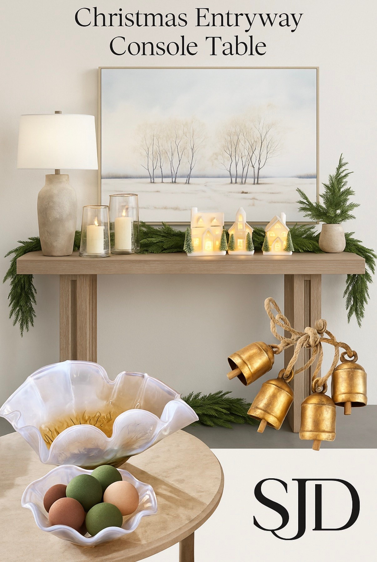 A modern Christmas moment for your entryway - clean lines, natural textures, and subtle holiday greenery. Simple, neutral, and elegant…the SJD way ✨🎄

#LTKHoliday #LTKmomlife #LTKHome