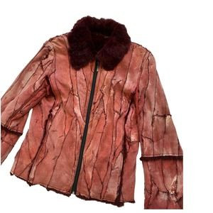 Vintage Space 2000 Pink / Burgundy Rabbit Fur Lightweight Jacket | Poshmark