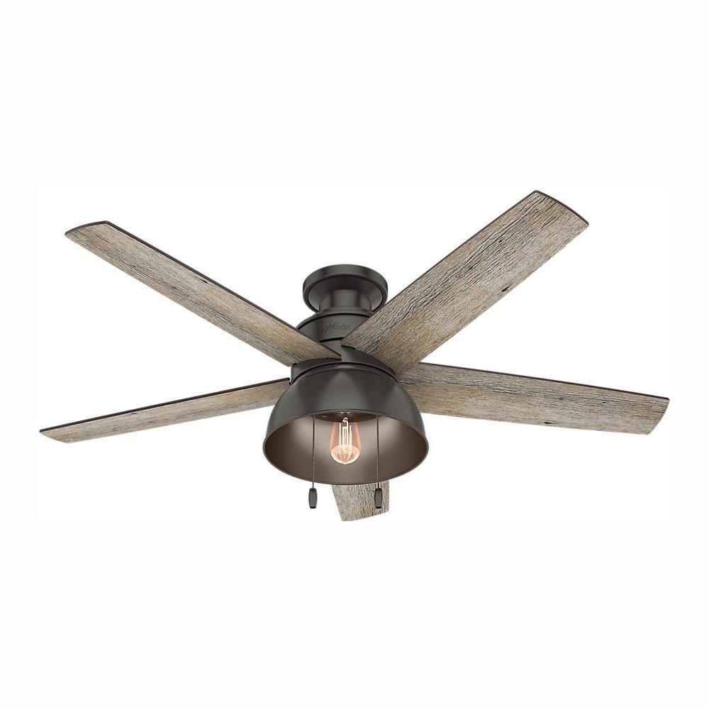 Hunter Bishop Hill 52 in. LED Indoor/Outdoor Noble Bronze Ceiling Fan with Light Kit-59564 - The ... | The Home Depot