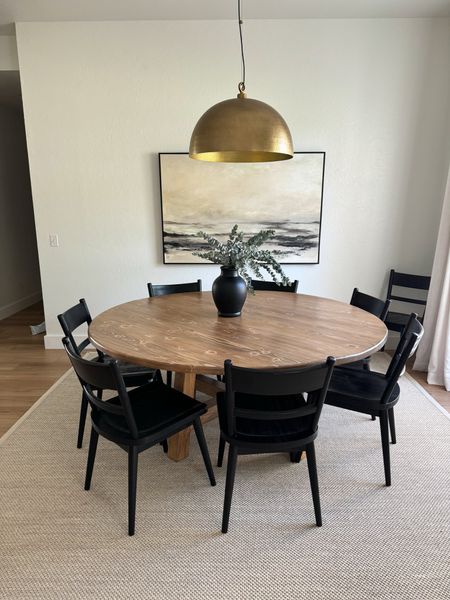 home, dining area, home decor, dining table and chairs, crate and barrel, pendant light, sunset wall art, area rug

#LTKStyleTip #LTKHome