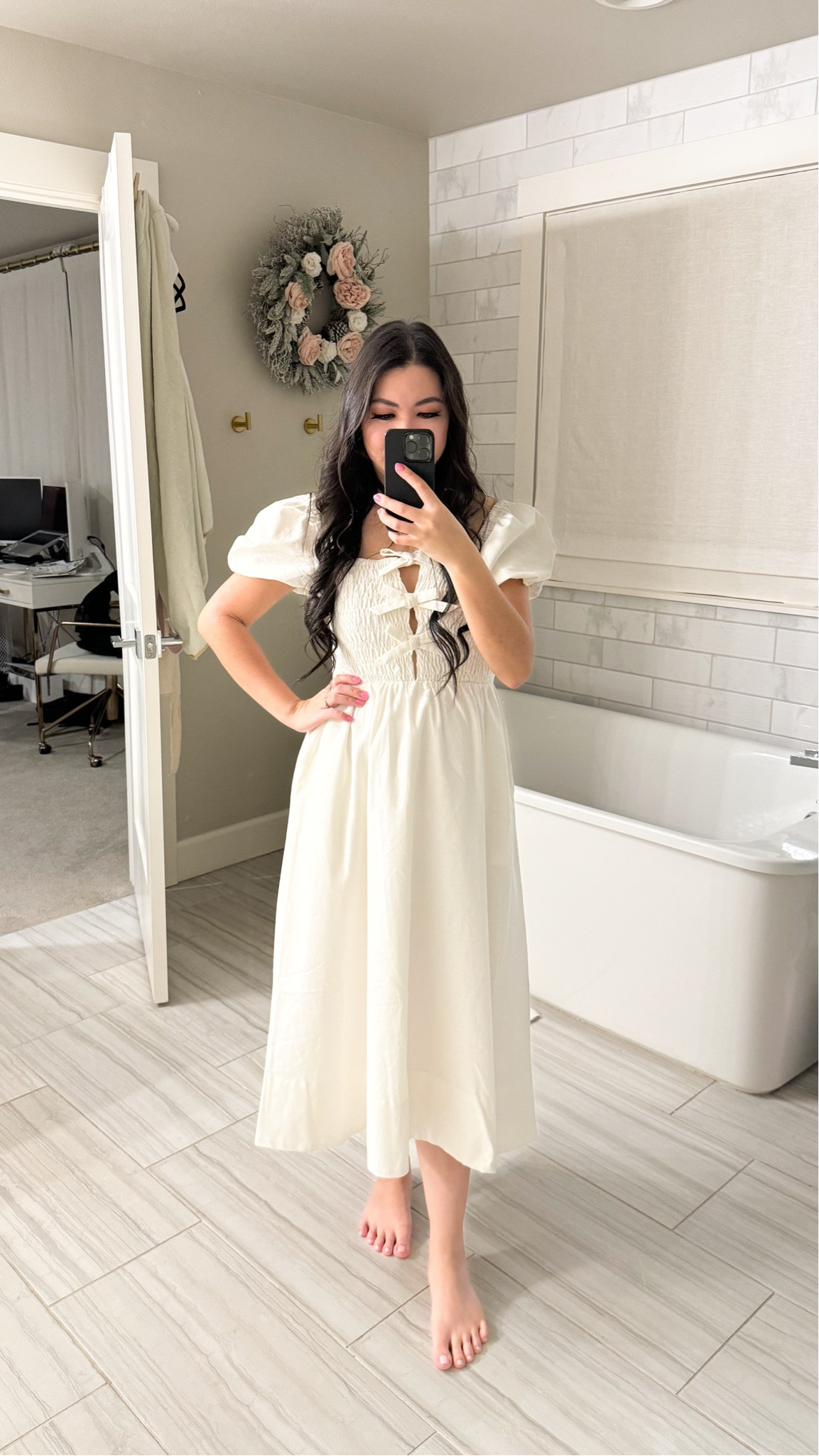 Bow Detail Smock Bodice Cotton Blend Dress! 

White dress, spring outfit, valentine’s day outfit 

#LTKMostLoved #LTKFindsUnder100 #LTKStyleTip