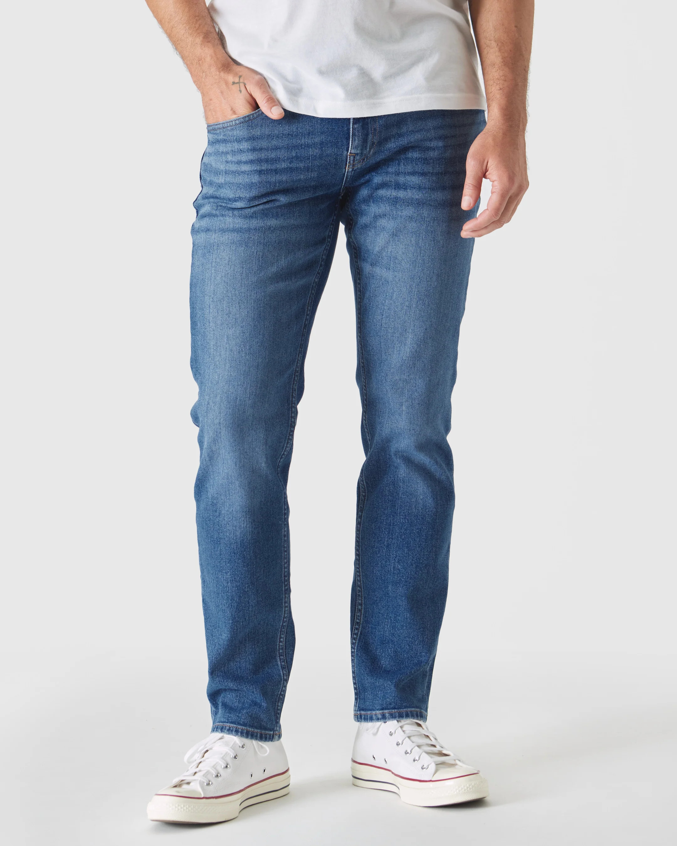 Medium Indigo Wash Slim Authentic Stretch Jeans | True Classic