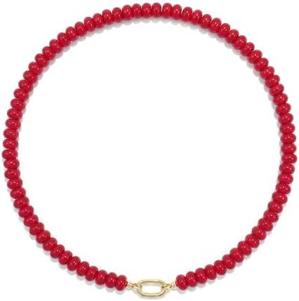 Beaded Gemstone Necklaces for Women Bohemian Colored Choker Natural Stone Bead Summer Beach Handm... | Amazon (US)