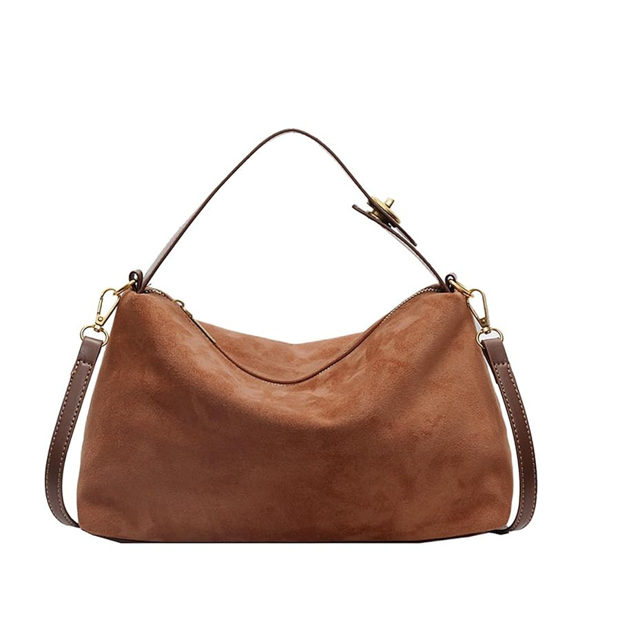 Suede Bags for Women Retro Slouchy Shoulder Bag Satchel Purses Crossbody Hobo Handbags | Amazon (US)