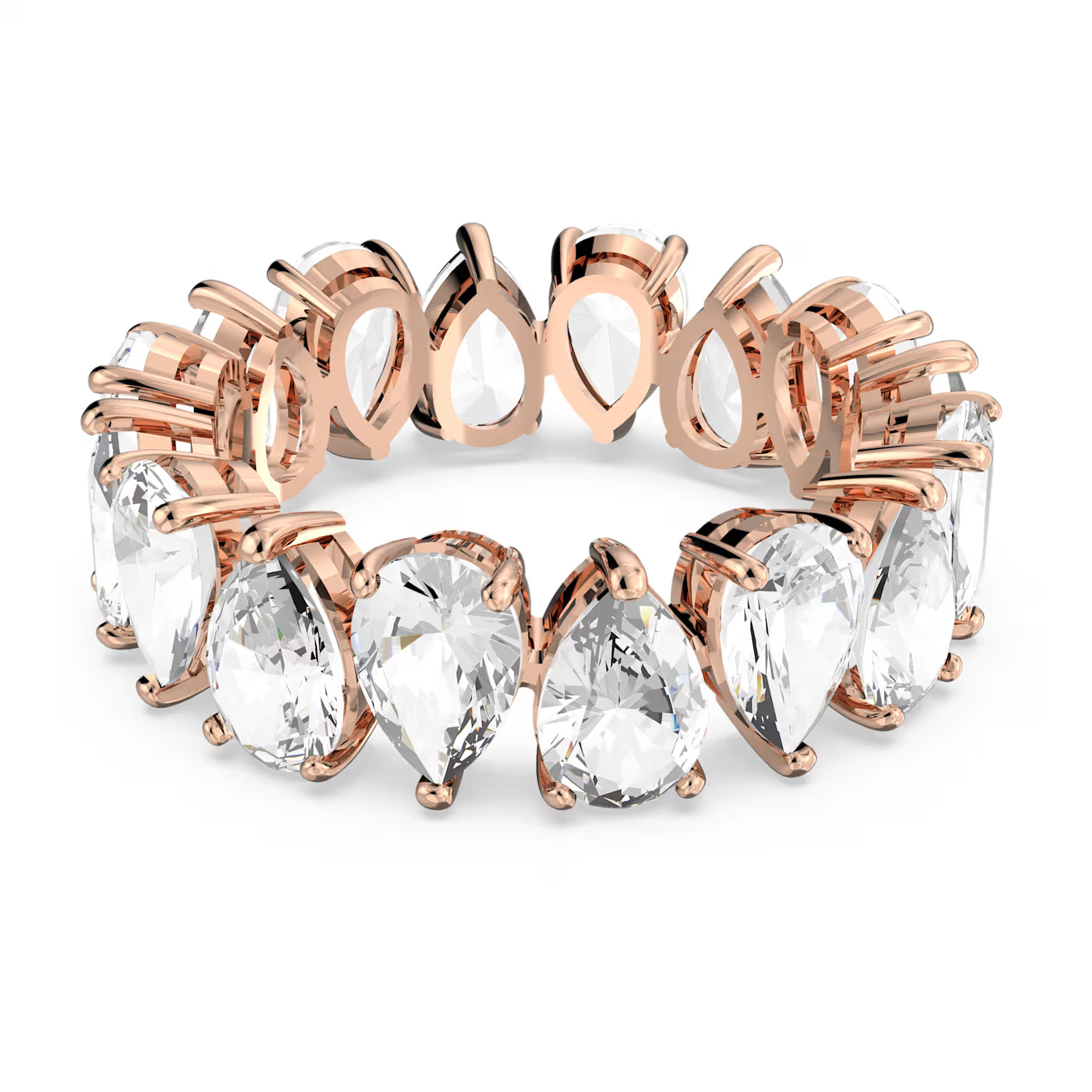 Matrix Vittore ring, Drop cut, White, Rose gold-tone plated by SWAROVSKI | SWAROVSKI