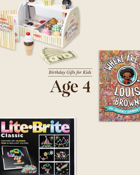 Birthday gifts for kids: age 4 - find the complete guide at ChrisLovesJulia.com 

Ice cream shop toy, lite-brite, personalized search and find book

#LTKKids #LTKGiftGuide #LTKFamily