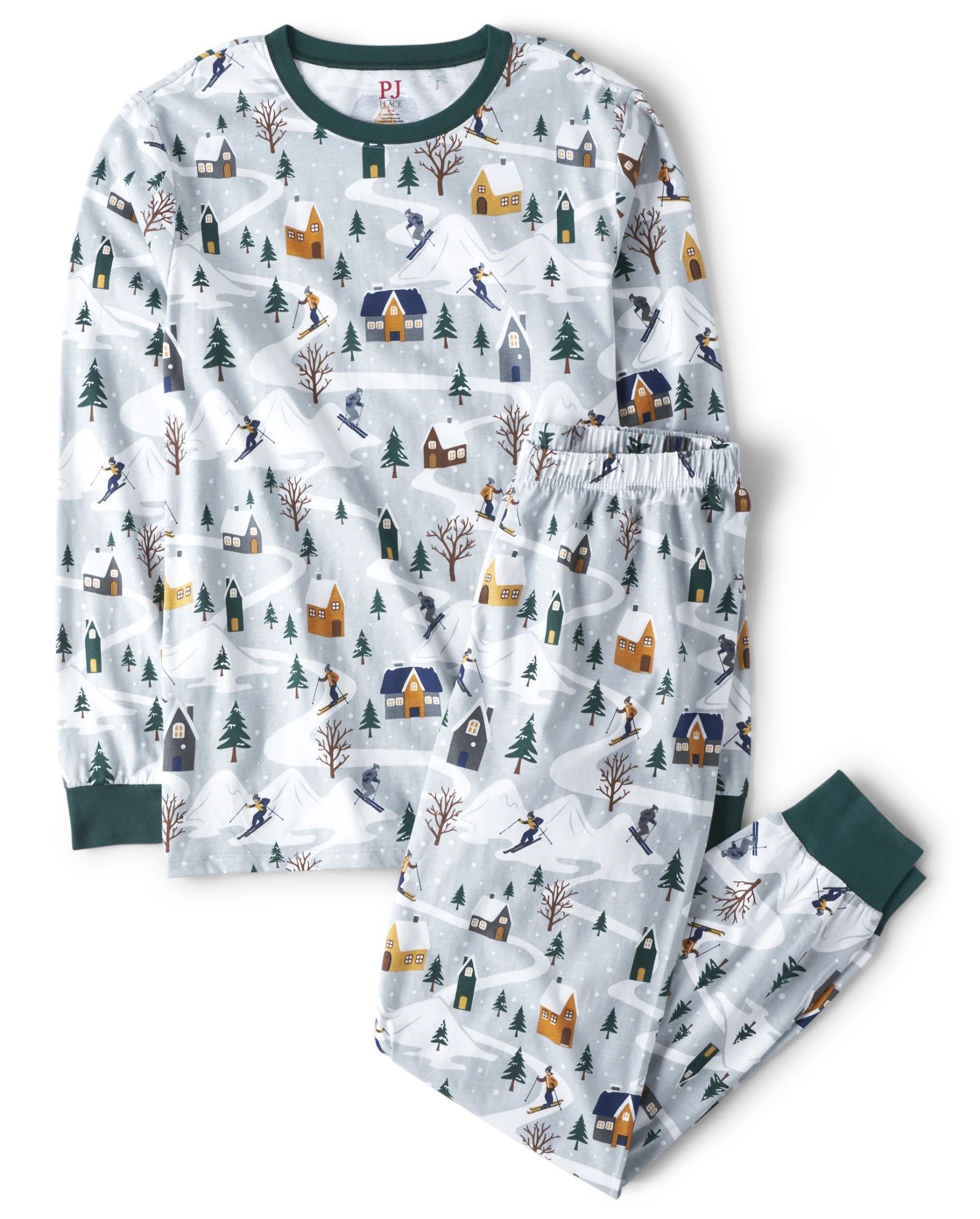 Unisex Adult Matching Family Ski Cabin Cotton Pajamas - white | The Children's Place