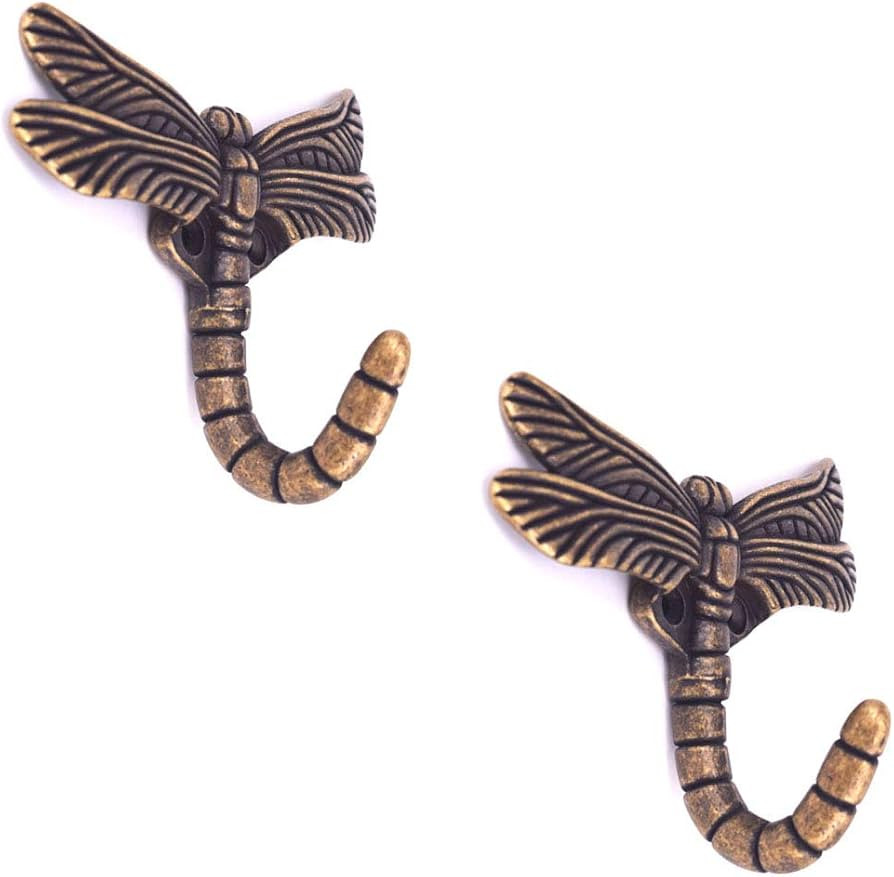 2pcs Dragonfly Coat Hooks Decorative Creativity Wall Mounted Hanger Hook for Home Handbag Key Tow... | Amazon (US)