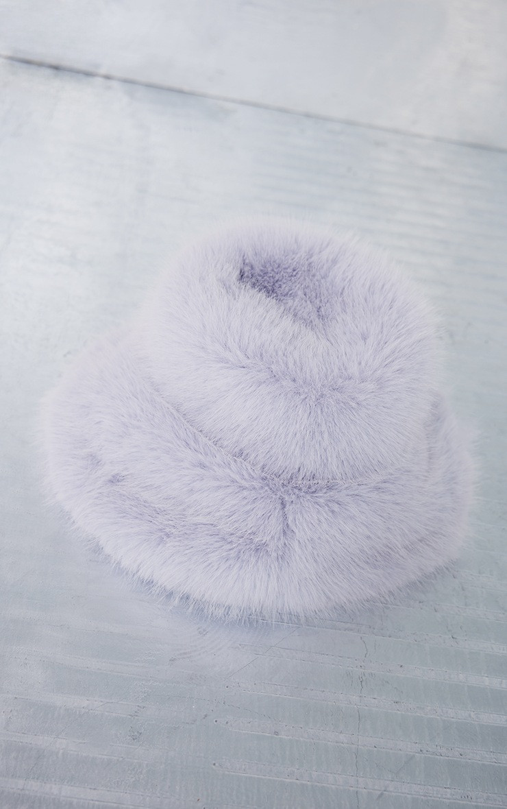 Ice Grey Fluffy Faux Fur Bucket Hat | PrettyLittleThing US