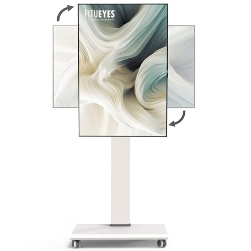 FITUEYES Rolling TV Stand - Portable Mobile TV Cart on Wheels for 32 to 65 70 75 Inch TVs, Landscape to Portrait Rotating and 40°Swivel, Height Adjustable TV Cart Rolling TV Stand Hold Up to 88 Lbs | Amazon (US)