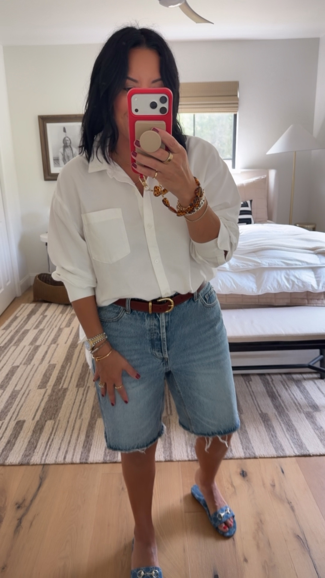 I NEVER wear shorts but I actually found some that I feel cute in and will wear! They fit tts (I did a size 8), but if you are between sizes then I would size down. Top size medium, shoes fit tts, belt size medium. 

#LTKOver40 #LTKWorkwear #LTKSaleAlert