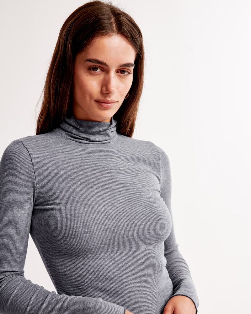 Women's Long-Sleeve Featherweight Rib Tuckable Mockneck Top | Women's A&F Essentials | Abercrombi... | Abercrombie & Fitch (US)