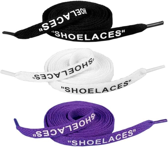 Jurxy 3 Pairs Shoelaces Text Printed Flat Shoelaces Replacement Shoe Laces for Sneakers Shoe Lace... | Amazon (US)