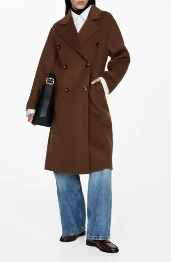 MANGO Picarol Oversize Double Breasted Wool Blend Coat | Nordstrom | Nordstrom