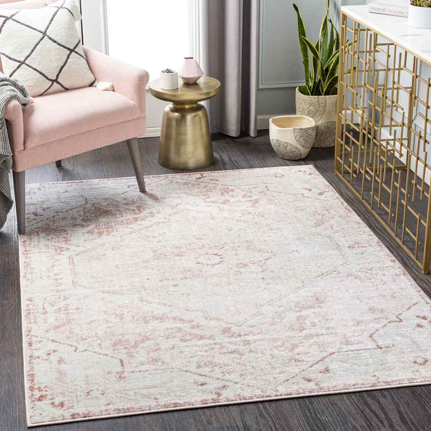 Baflo Traditional Blush Area Rug | Mark & Day