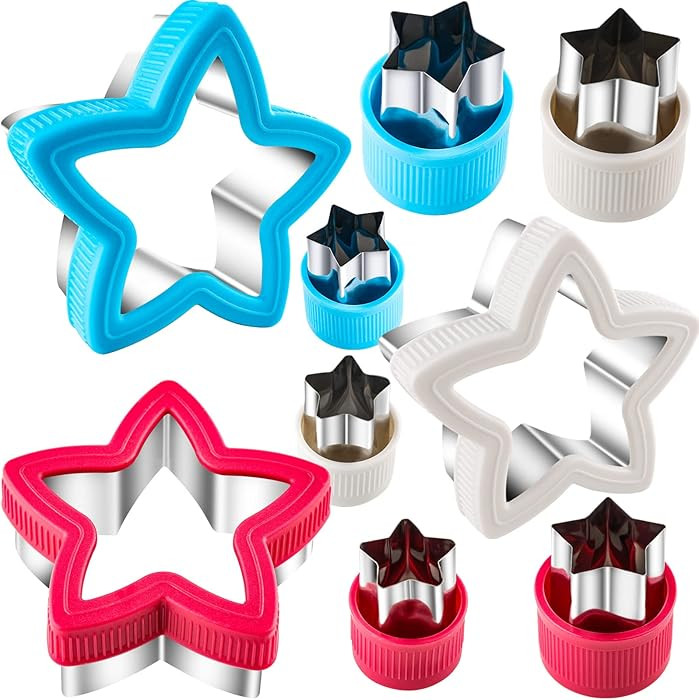 Star Cookie Cutters Set Sandwich Cutters for Kids 9 pieces Shaped Biscuit Fondant Cake Cheese Pas... | Amazon (US)