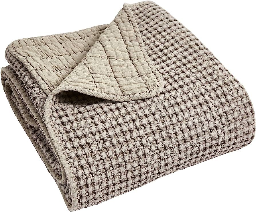Levtex Home - Mills Waffle - Throw - Taupe Cotton Waffle - Throw Size 50 x 60in. | Amazon (US)