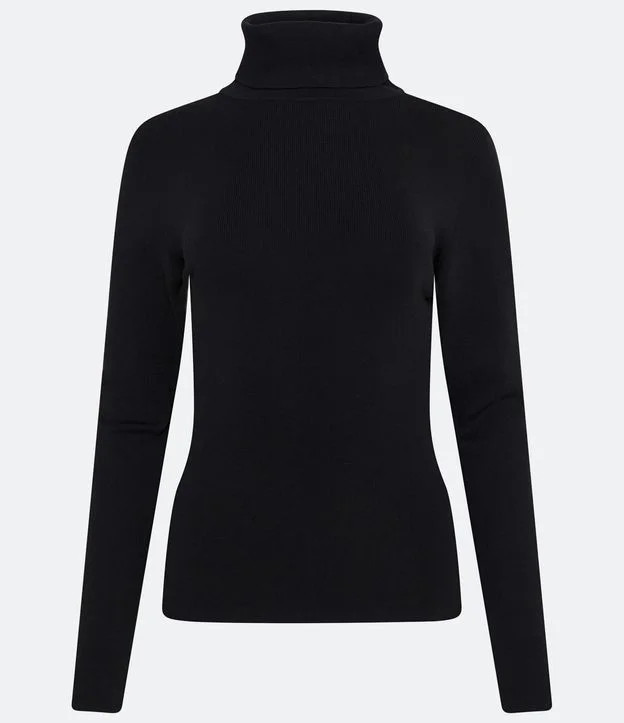 Suéter em Tricô com Gola Alta Estruturada Preto | Renner (BR)