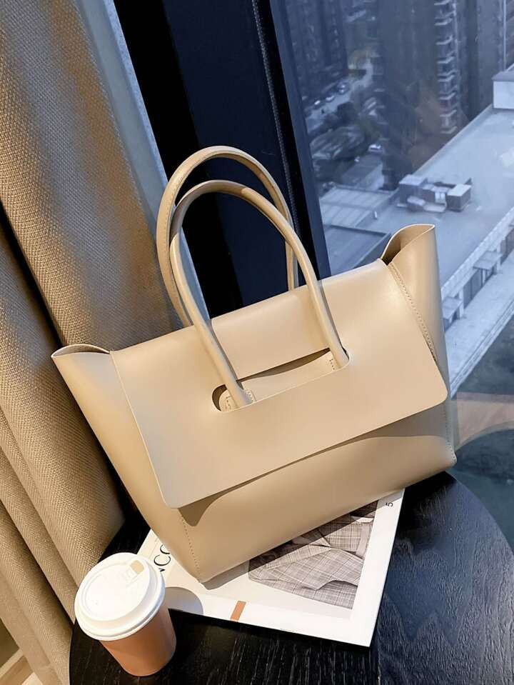 Minimalist Flap Shoulder Tote Bag | SHEIN