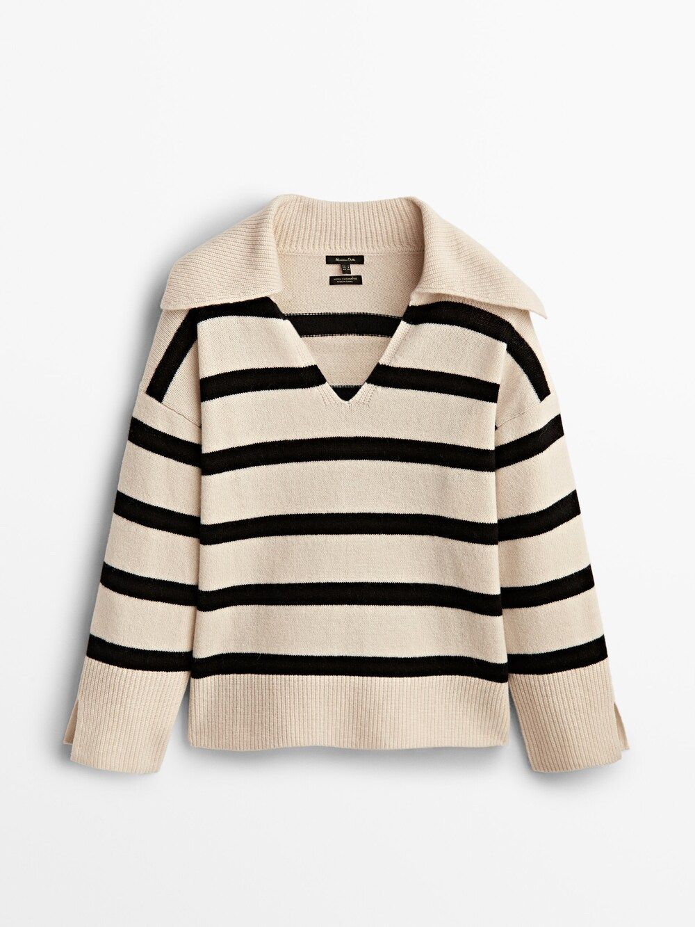 Striped wool and cashmere polo sweater | Massimo Dutti (US)