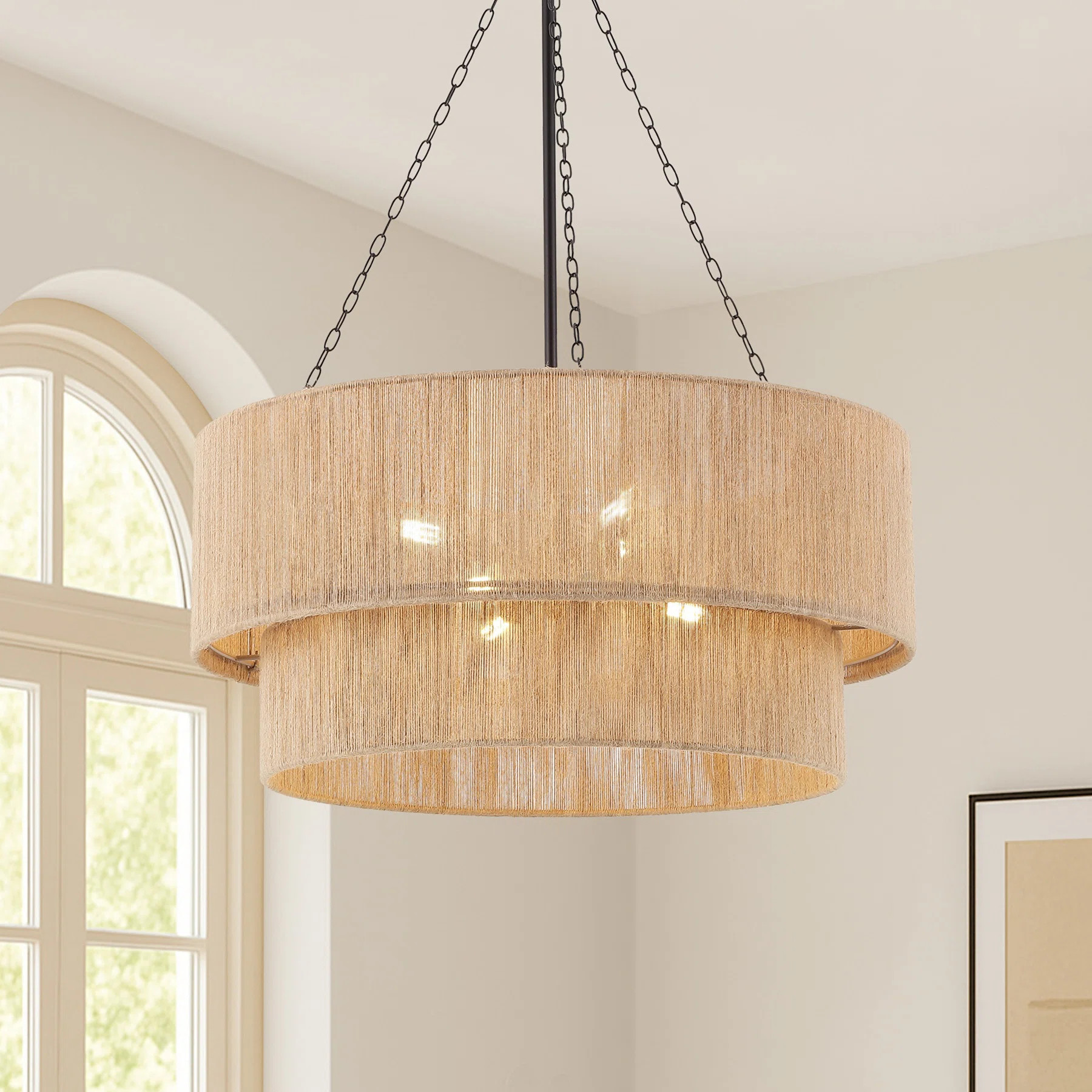 23.6" 6-Light Modern Rope Drum Chandelier | Wayfair North America