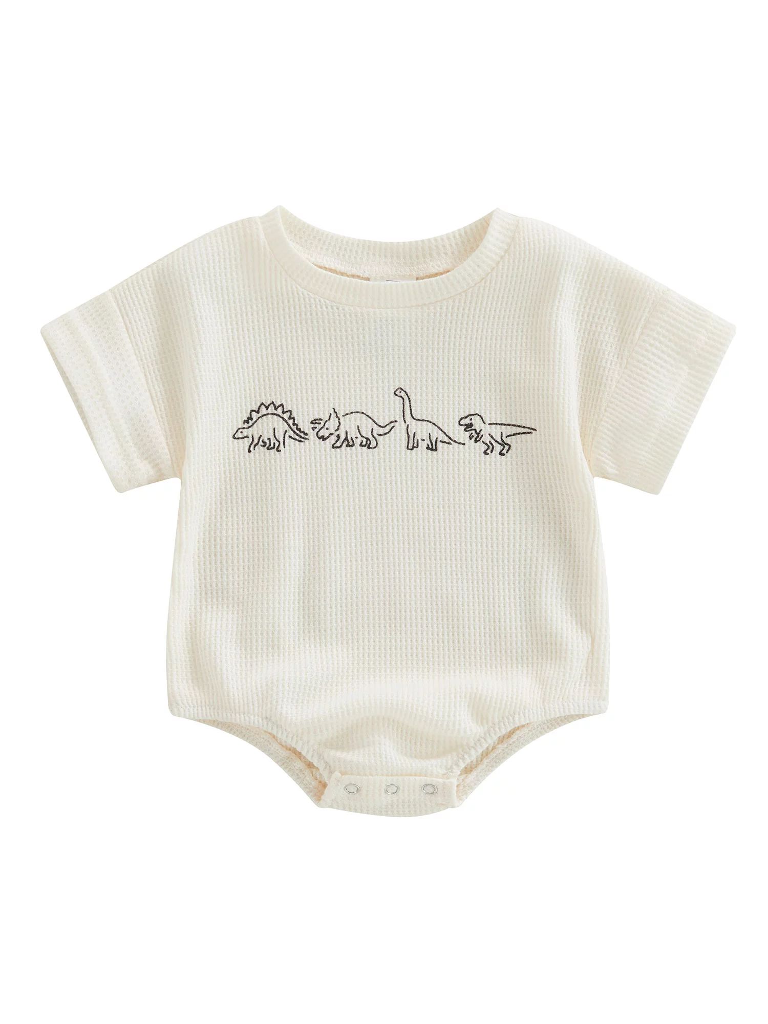 Infant Baby Girls Boys Romper Dinosaur Bodysuits Waffle Knit Jumpsuits Short Sleeve Kids Summer C... | Walmart (US)
