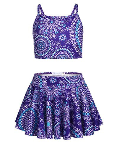 Arshiner Girls Bathing Suits 3 Piece Swimsuit Girl Tankini Bathing Suits Beach Cute Swimwear Bikini Swimsuits Kids Swimming Clothes Size 8 9 Years Purple Girls Size 10 Swimsuit | Amazon (US)