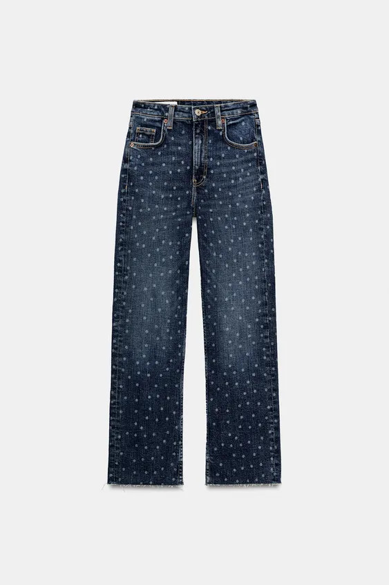 TRF CROPPED FLARE JEANS MIT HOHER TAILLE UND P\u00dcNKTCHENMUSTER | Zara DE