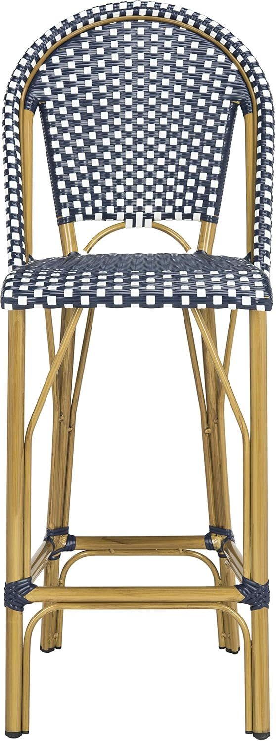 Safavieh PAT4008A Collection Ford Navy and White Indoor/Outdoor Stacking French Bistro Bar Stool | Amazon (US)