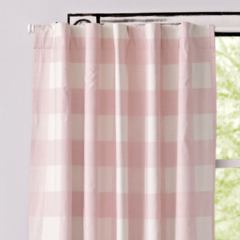 Pink Buffalo Check 96" Blackout Curtain | Crate & Barrel