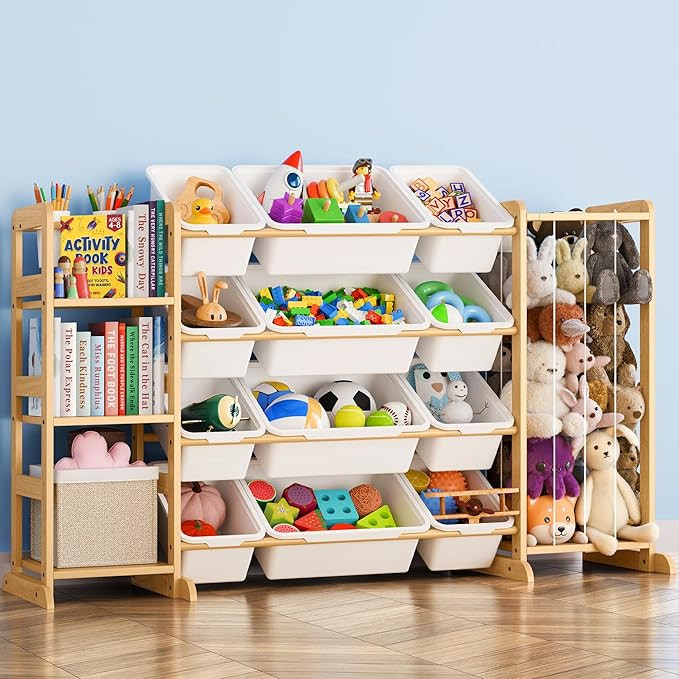 Toy Storage Organizer with Bookshelf and Stuffed Animal Storage - Kids Playroom Organization with... | Amazon (US)