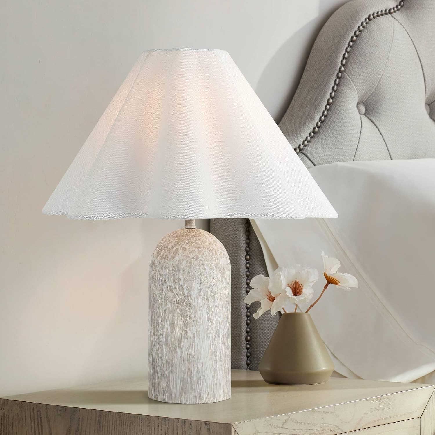 Demi 17 3/4" High Table Lamp Marbleized Beige Metal Accent Modern | Amazon (US)
