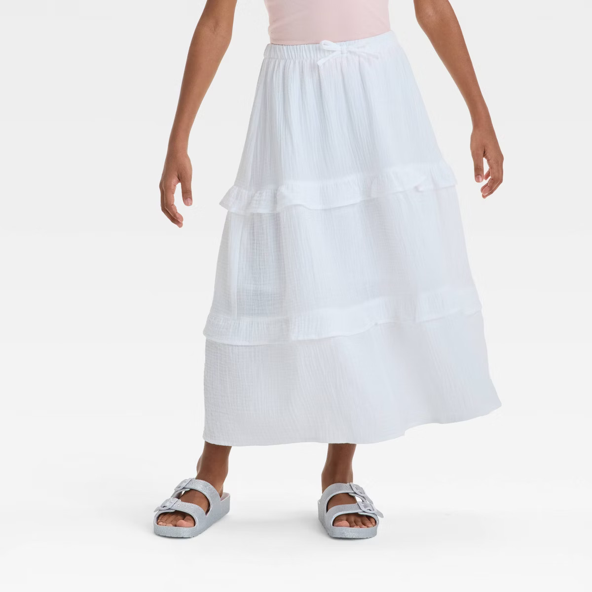 Girls' Tiered Gauze Maxi Skirt - Cat & Jack™ White | Target
