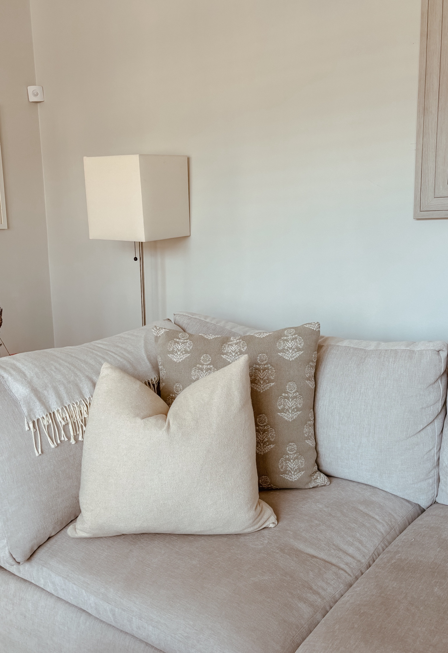 Really loving this new sage green pillow for spring! The cream pillow & throw blanket were purchased locally! 

#LTKfindsunder50 #LTKhome