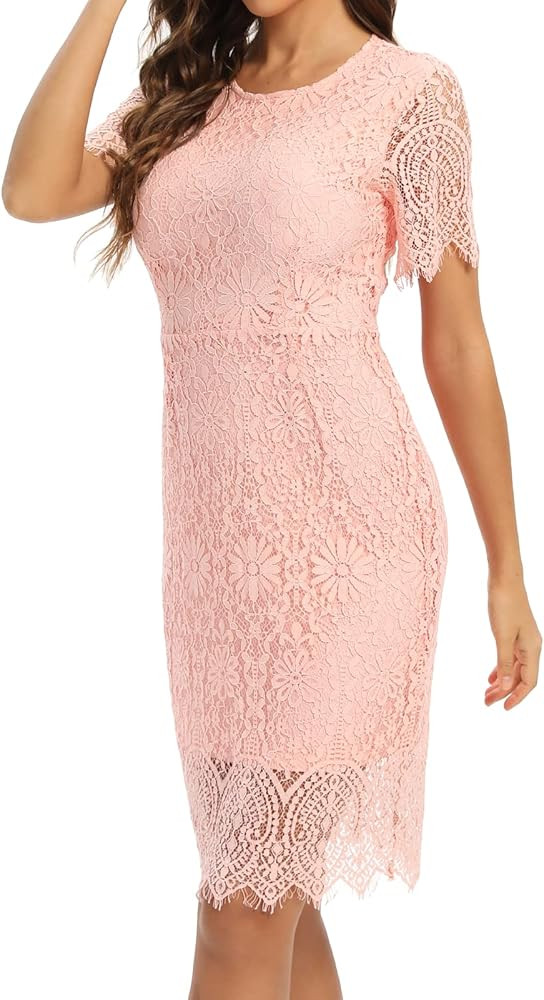Women's Elegant Floral Lace Bodycon Cocktail Lace Dress | Amazon (US)